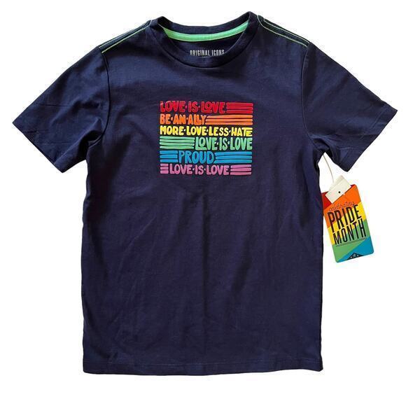 NWT Pride Month "Love is Love" Navy Blue Kids Tee - Original Icons by Topsville - Picture 1 of 8